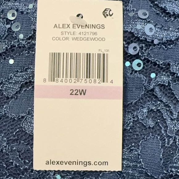 Alex Evenings Popover Lace Bodice A-Line Chiffon Dress Size: 22W - Picture 6 of 6